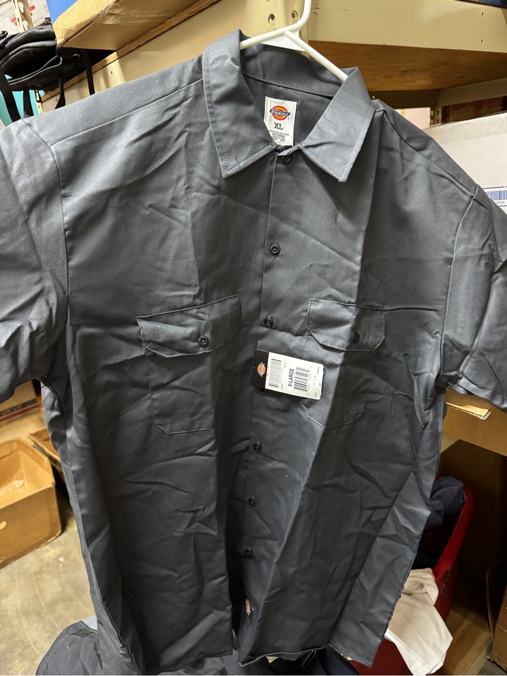 Dickies Men’s Short Sleeve Button-Down Work Shirt - Charcoal Gray